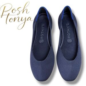 Rothys The Square Navy Stripe Flats Size 9 Minimalist Casual Preppy Clean Girl